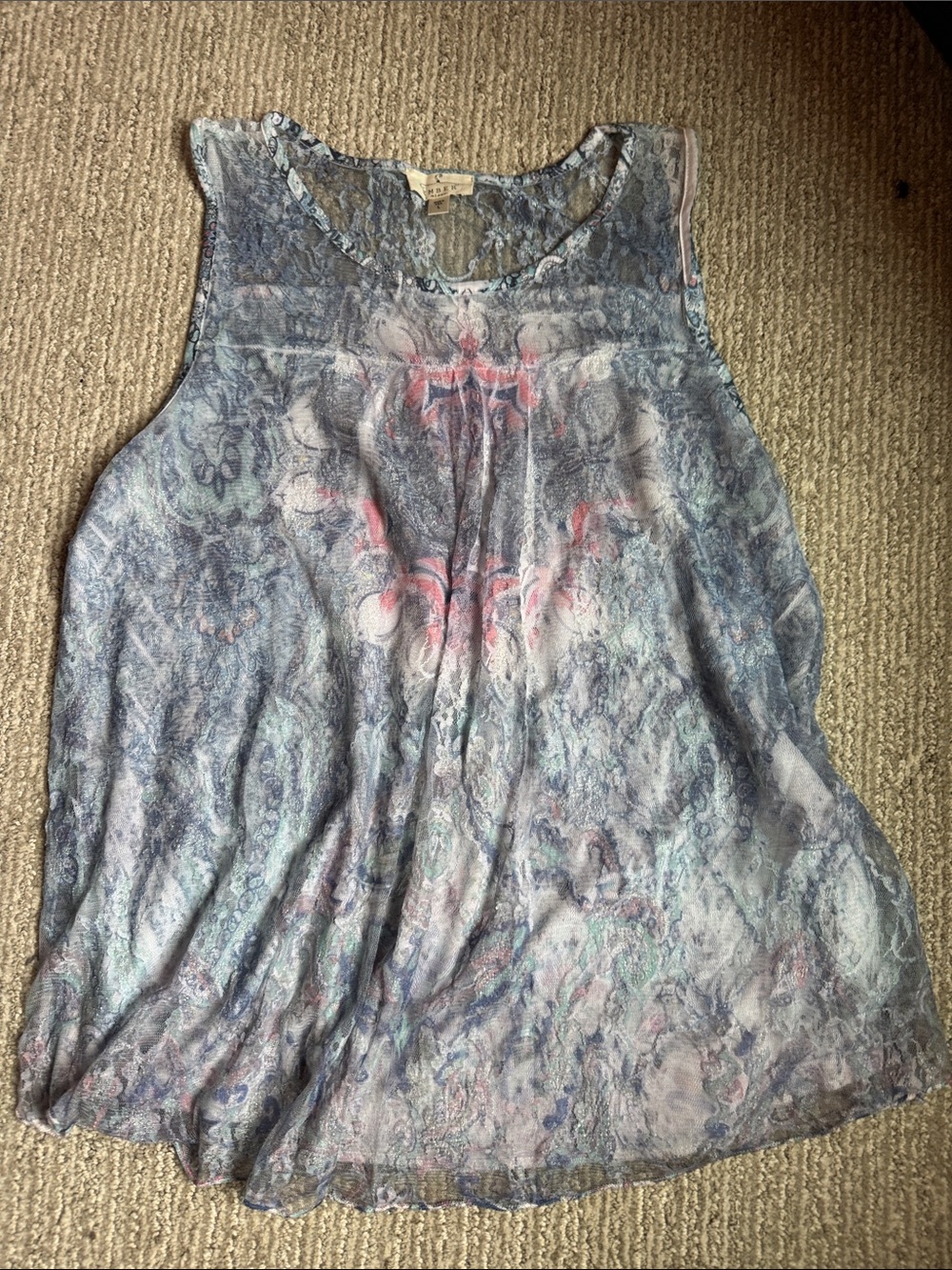 Sleeveless Blue Floral-Print Women's Tank Top